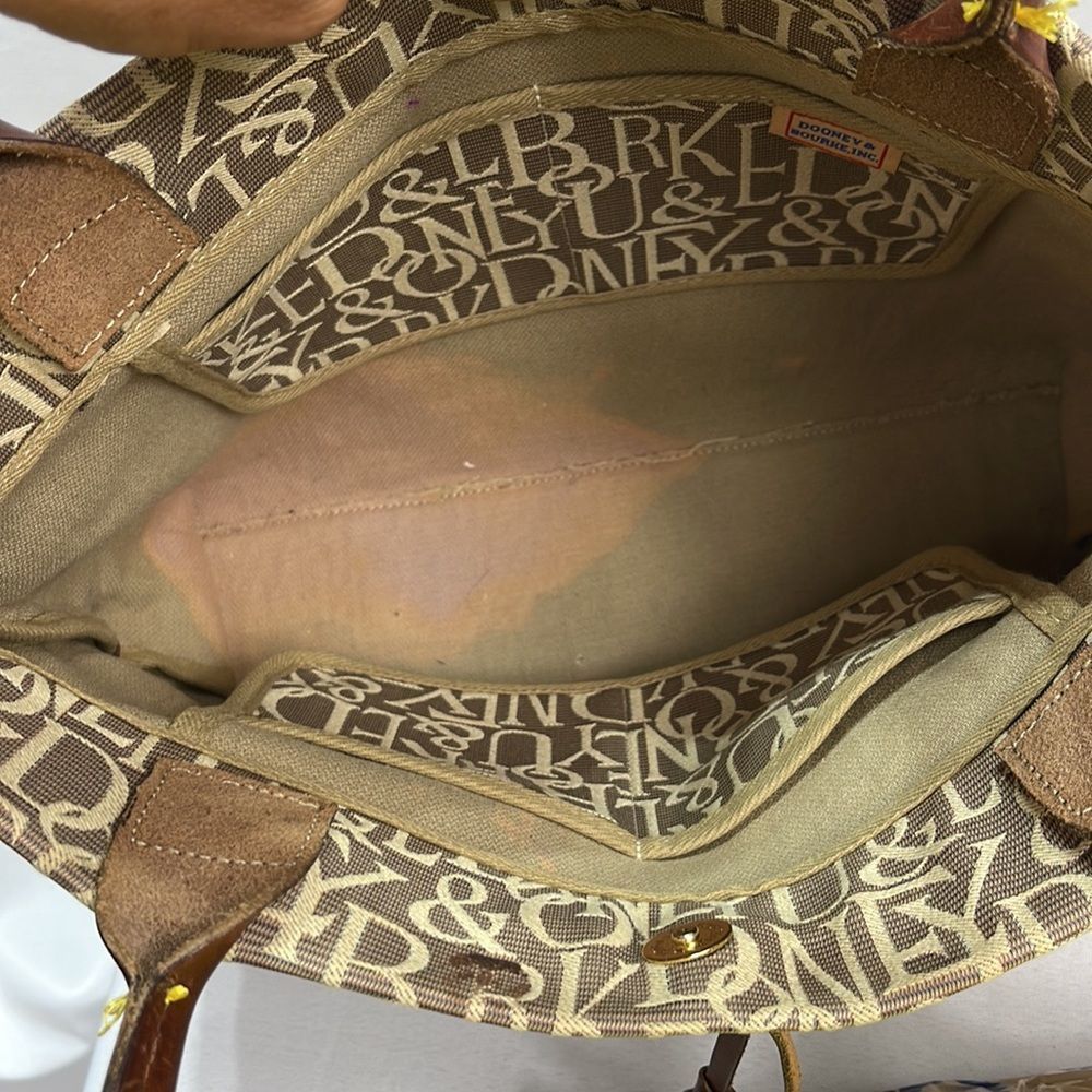 Dooney & Bourke Vintage Signature Tassel Tote Tan / Cream Canvas Leather… - Picture 12 of 15